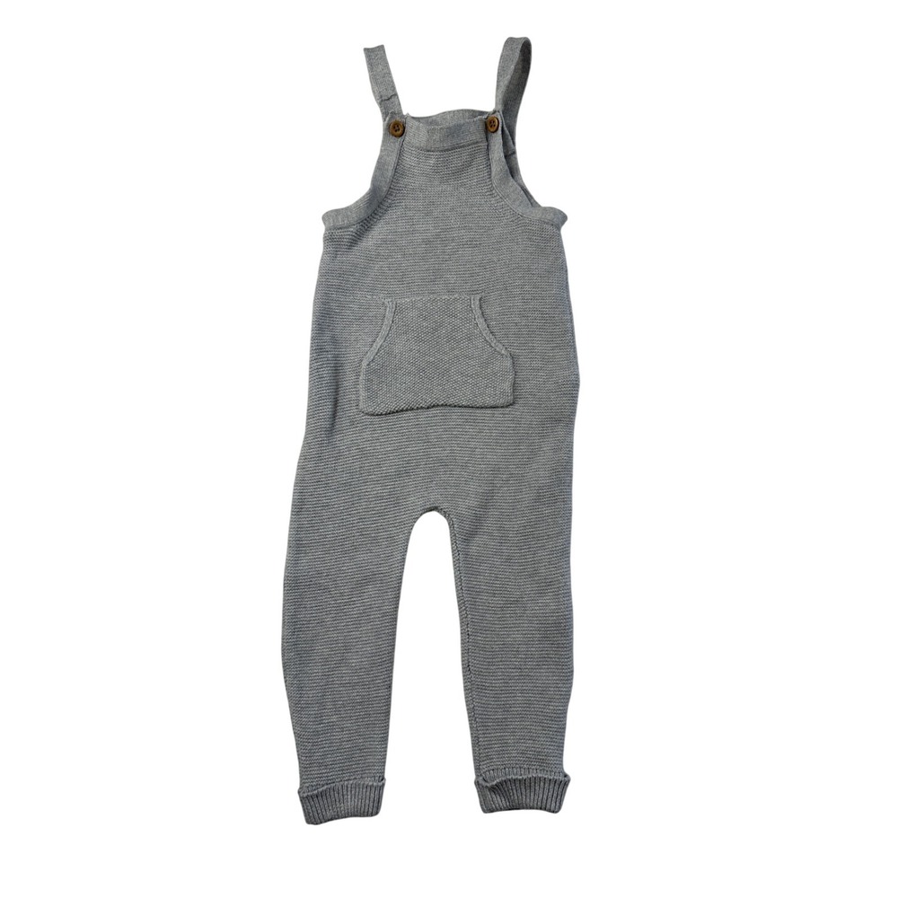 Little Planet by Carter's Organic Cotton Knit Overalls Heather Gray 18M 1T - Picture 2 of 8